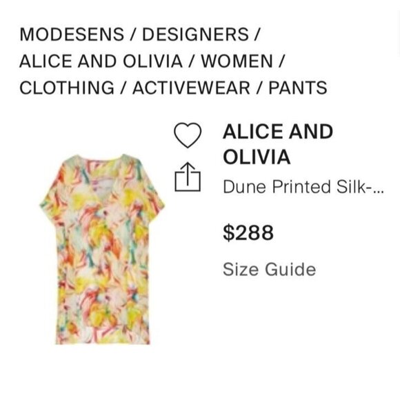 Alice + Olivia Dune Colorful Printed Silk-Cady Beach Swim Coverup Sheer One Size - Picture 2 of 11